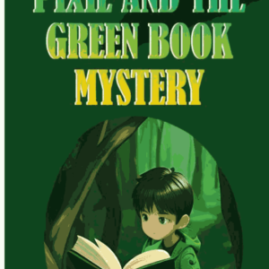 Illustration of Pixie on a magical adventure with the mysterious green book, a children's story filled with fun, mystery, and life lessons.