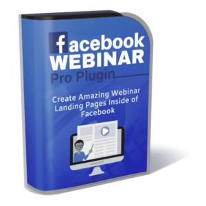 Cover of 'Facebook Webinar Pro Plugin,' a tool for hosting and automating Facebook webinars with PLR rights for resale